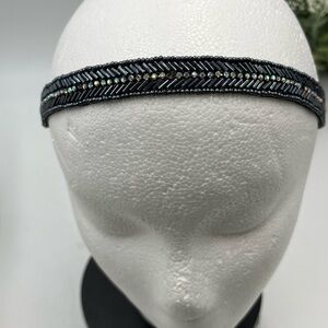 TASSEL Headband Alton Pewter Blue Beaded Handmade‎ Rhinestone New adjustable